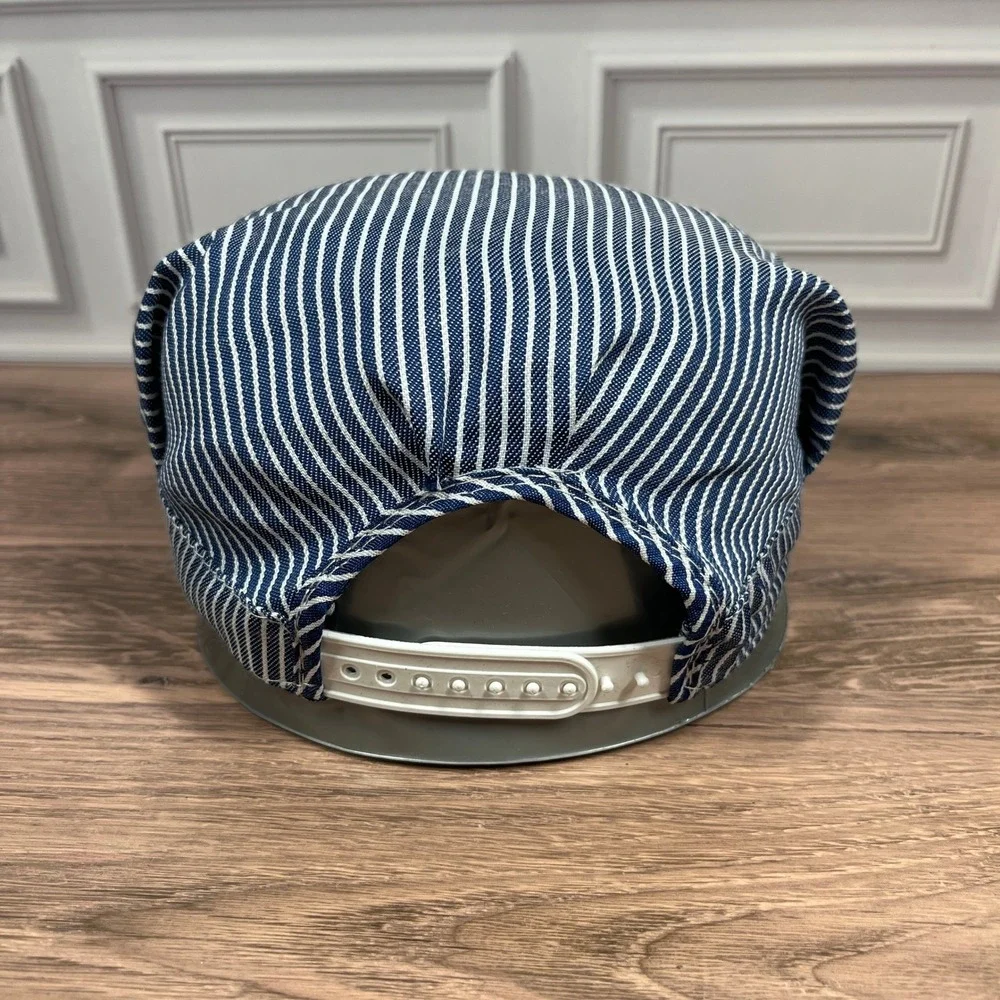 Oriental Trading Train Engineer Hat Kids Blue White Hickory Stripe Snapback 3pc